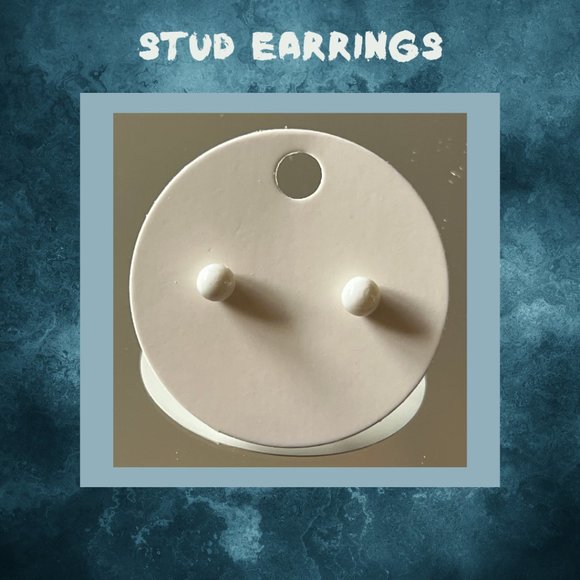 4/$20 Fun White Ball Stud Earrings  ~ NEW - Picture 1 of 2